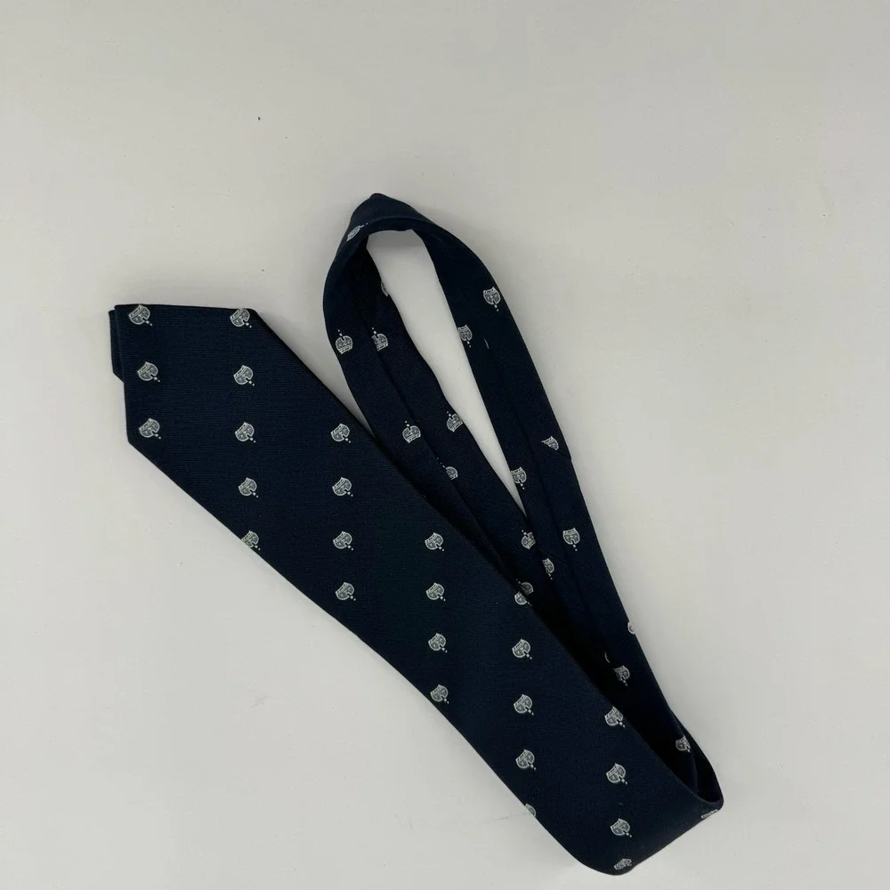 Givenchy Silk Necktie Navy Blue Crown Print 56